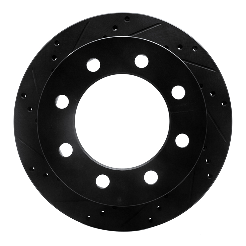 Dodge Ram 2500 Brake Rotor (1) - Rear Left - R1 Concepts - Drilled & Slotted - Black - `00-`02